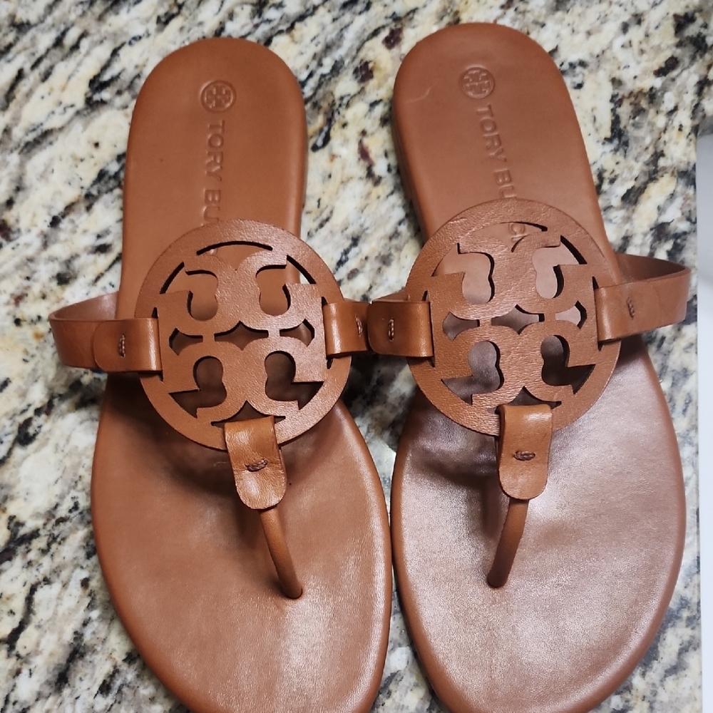 Tory Burch Cognac Leather Sandals